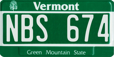 VT license plate NBS674