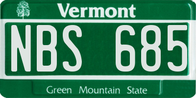 VT license plate NBS685