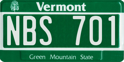 VT license plate NBS701