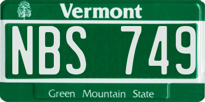 VT license plate NBS749