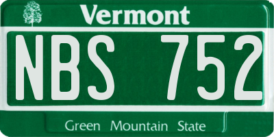 VT license plate NBS752