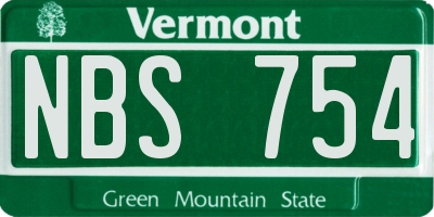 VT license plate NBS754