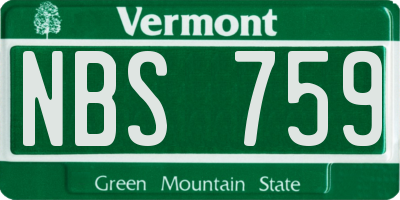 VT license plate NBS759