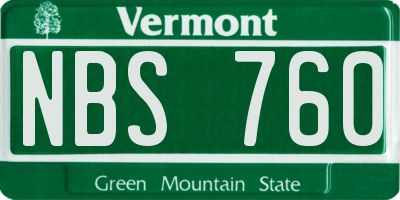 VT license plate NBS760