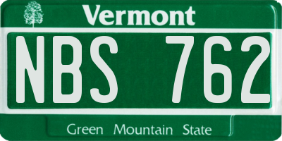 VT license plate NBS762