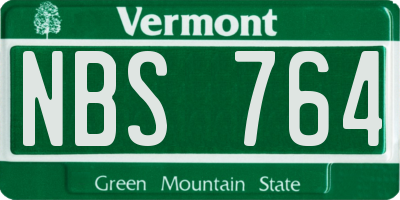 VT license plate NBS764