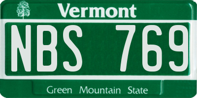 VT license plate NBS769