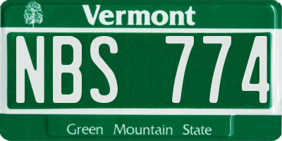 VT license plate NBS774