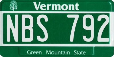 VT license plate NBS792