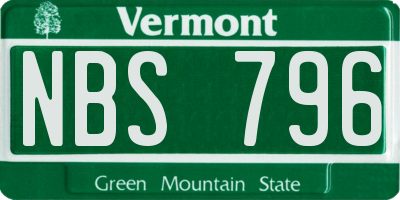 VT license plate NBS796