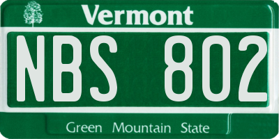 VT license plate NBS802