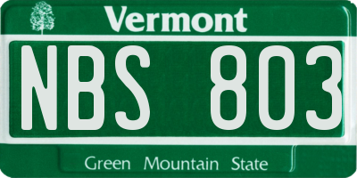 VT license plate NBS803