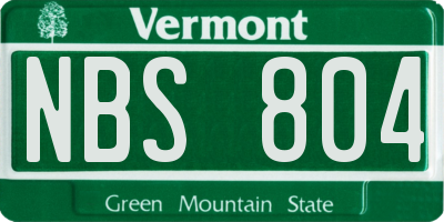 VT license plate NBS804