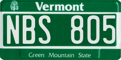 VT license plate NBS805
