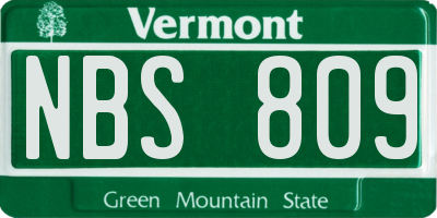 VT license plate NBS809