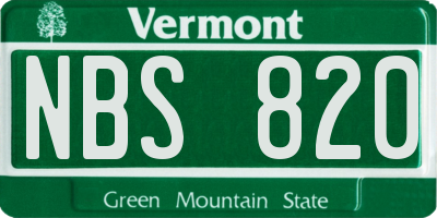 VT license plate NBS820