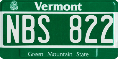 VT license plate NBS822