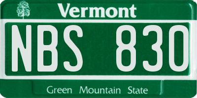 VT license plate NBS830
