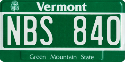 VT license plate NBS840