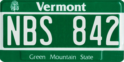 VT license plate NBS842