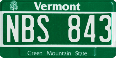 VT license plate NBS843