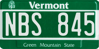 VT license plate NBS845