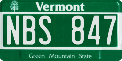 VT license plate NBS847