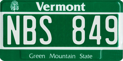 VT license plate NBS849
