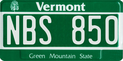 VT license plate NBS850
