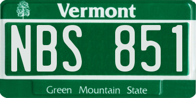 VT license plate NBS851