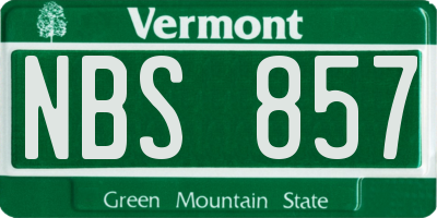 VT license plate NBS857