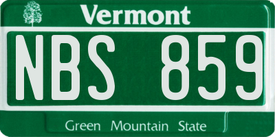 VT license plate NBS859