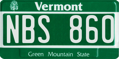 VT license plate NBS860