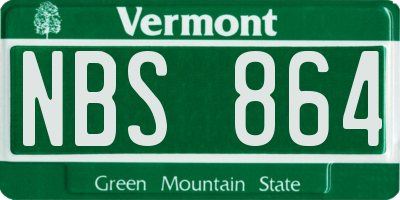 VT license plate NBS864