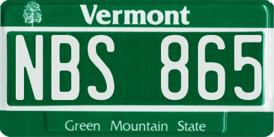 VT license plate NBS865