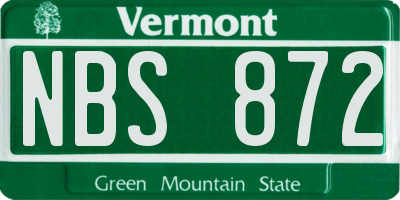 VT license plate NBS872