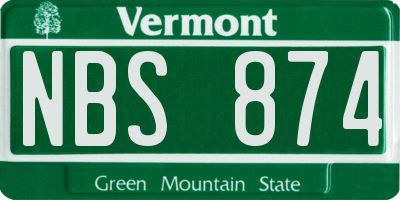VT license plate NBS874