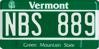 VT license plate NBS889