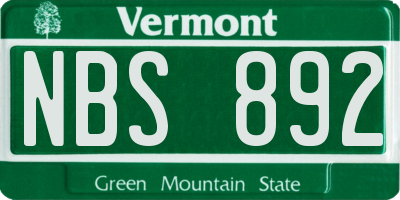 VT license plate NBS892