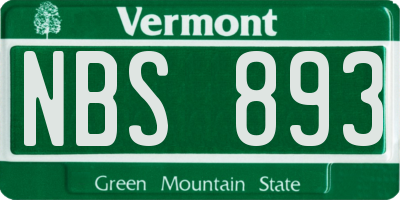 VT license plate NBS893