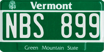 VT license plate NBS899