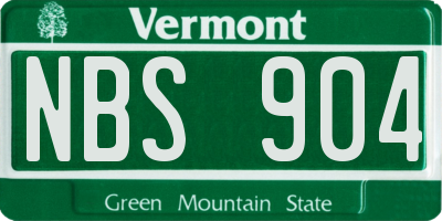 VT license plate NBS904