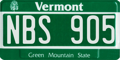VT license plate NBS905
