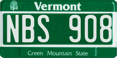 VT license plate NBS908