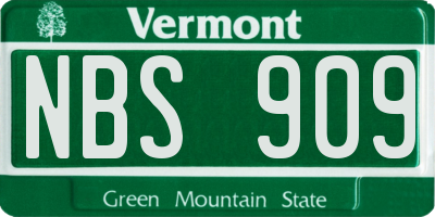 VT license plate NBS909