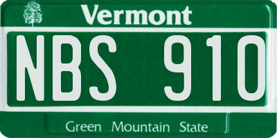 VT license plate NBS910