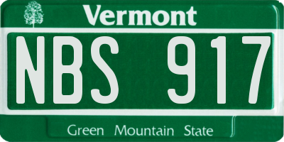 VT license plate NBS917