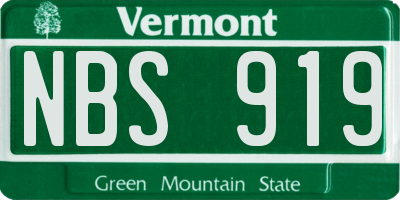 VT license plate NBS919