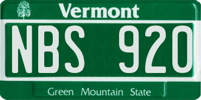 VT license plate NBS920