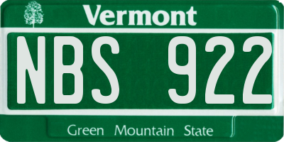 VT license plate NBS922